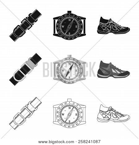 Vector Design Of Mountaineering And Peak Symbol. Collection Of Mountaineering And Camp Vector Icon F