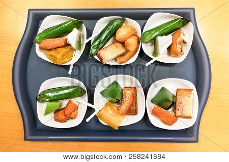 Assorted Malaysia Nyonya Kuih Kueh Served On Plate