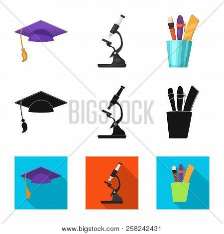 Vector Design Of Education And Learning Icon. Collection Of Education And School Vector Icon For Sto