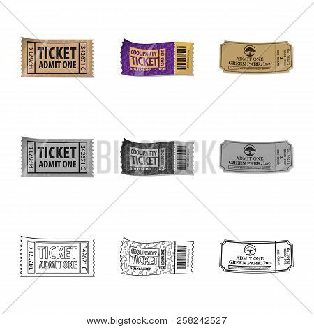 Vector Design Of Ticket And Admission Icon. Set Of Ticket And Event Stock Vector Illustration.