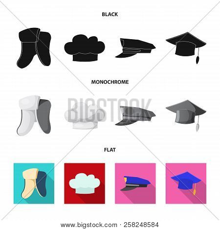 Vector Design Of Headgear And Cap Logo. Collection Of Headgear And Accessory Vector Icon For Stock.