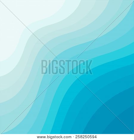 Blue Wave Abstract Background In Flat Vector Design Style
