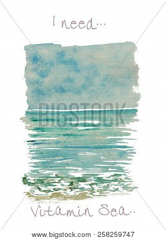 Colorful Watercolor Seascape Illustration With Text I Neel Vitamin Sea