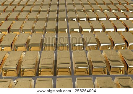 Stacked Bars Of Gold Bullion 3d Render.financial Concept