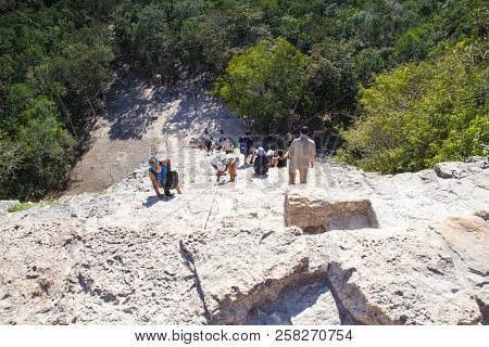 Coba, Mexico - February 4,2018: Majestic Ruins In Coba, Mexico. Coba Is An Ancient Mayan City On The