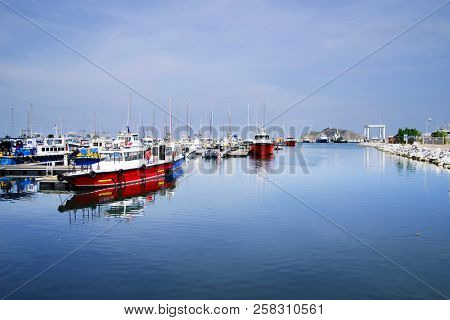 SANTA MARTA, COLOMBIA, 03 AUGUST, 2018: Marina of Santa Marta Resort, Maddalena County, Colombia, South America