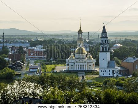 Nevyansk Falling Tower Russian Analogue Leaning Of Pisa Built In 1932 Demidov.  English Clock, First