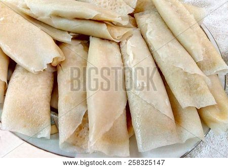 Handmade Cake With Coconut Filling Named As The Patishapta Pitha