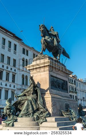 Venice, Italy - 15.08.2018: Monument To Victor Emmanuel Ii In Venice. Father Of The Fatherland