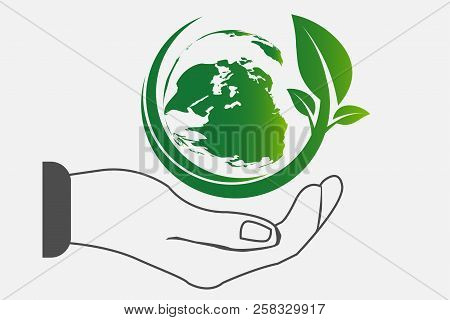 The World In Your Hands Ecology Concept.green Cities Help The World With Eco-friendly Concept Idea.w