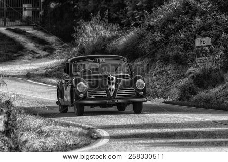 PESARO COLLE SAN BARTOLO , ITALY - MAY 17 - 2018 : FERRARI 340 AMERICA SPIDER VIGNALE	1952 old racin