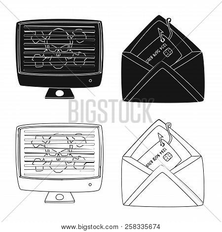 Vector Illustration Of Virus And Secure Logo. Set Of Virus And Cyber Vector Icon For Stock.
