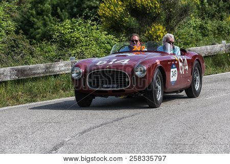 Pesaro Colle San Bartolo , Italy - May 17 - 2018 : Ferrari 340 America Spider Vignale	1952 Old Racin