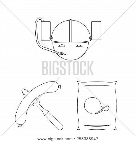 Pub, Interior And Equipment Outline Icons In Set Collection For Design. Alcohol And Food Vector Symb