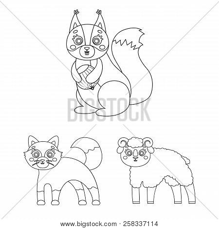 Toy Animals Outline Icons In Set Collection For Design. Bird, Predator And Herbivore Vector Symbol S