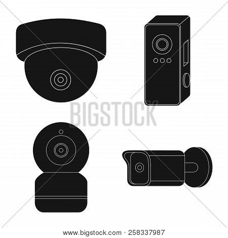 Vector Illustration Of Cctv And Camera Sign. Set Of Cctv And System Vector Icon For Stock.