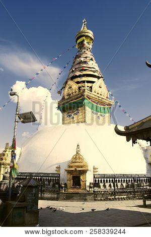 Buddhist Stupa In Kathmandu Valley, Nepal. Swayambhunath (monkey Temple)