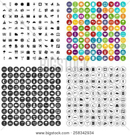 100 Seaside Resort Icons Set In 4 Variant For Any Web Design Isolated On White