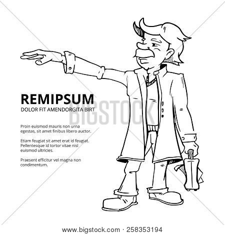 Businessman Hitchhiking. Man Trying Stop A Car