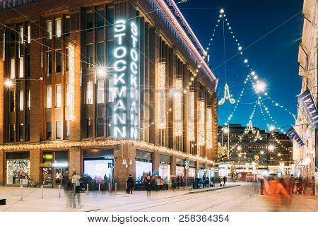 Helsinki, Finland - December 6, 2016: Building Of Stockmann Department Store On Aleksanterinkatu Str