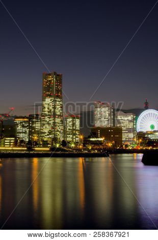Yokohama Land Mark Tower Is A Sightseeing Spot In Minato Mirai 21, Japan. Minato Mirai Is A City Whi