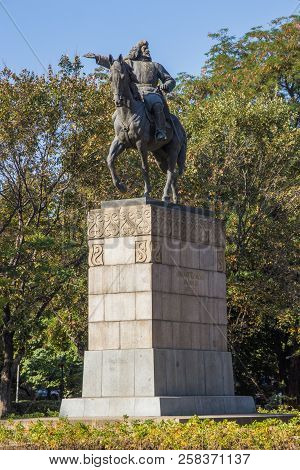 Almaty, Kazakhstan - September 15, 2018: Amangeldy Imanov In The Park Of Almaty City
