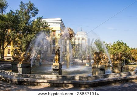 Almaty, Kazakhstan - September 15, 2018: Fountain Oriental Calendar In Almaty City