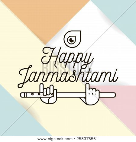Happy Janmashtami. Vector Logo Design. Usable As Background, Banner, Greeting Card, T-shirt, Print. 
