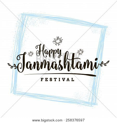 Happy Janmashtami. Vector Logo Design. Usable As Background, Banner, Greeting Card, T-shirt, Print. 