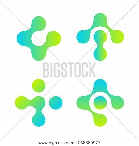 Cross Logo Set. Soft Rounded Plus Shape. Pharmacy Symbol. Vector Illustration On White Background.
