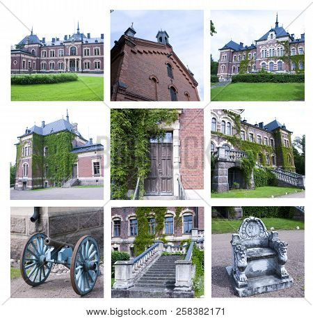 Collage Of Photos Of The Manor House At Malmgard, Finland