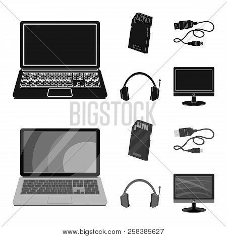 Vector Illustration Of Laptop And Device Icon. Set Of Laptop And Server Stock Vector Illustration.