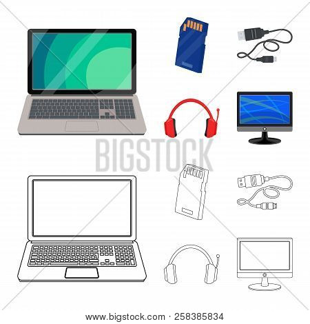 Vector Design Of Laptop And Device Icon. Collection Of Laptop And Server Vector Icon For Stock.