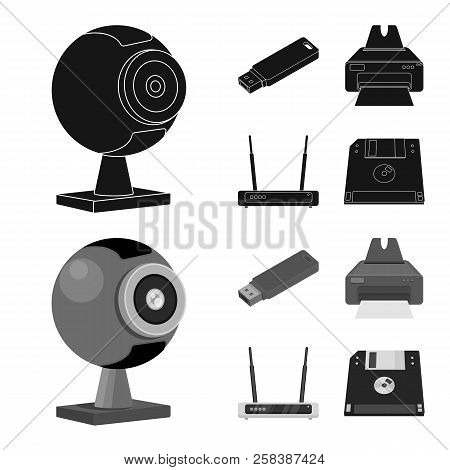 Vector Design Of Laptop And Device Logo. Collection Of Laptop And Server Vector Icon For Stock.