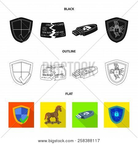 Vector Design Of Virus And Secure Icon. Set Of Virus And Cyber Vector Icon For Stock.