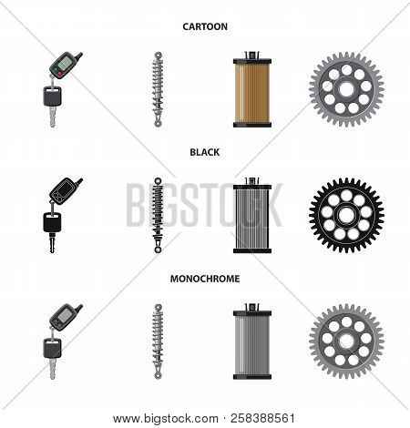 Vector Illustration Of Auto And Part Sign. Set Of Auto And Car Stock Vector Illustration.