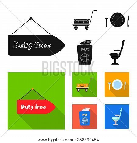 Vector Illustration Of Airport And Airplane Icon. Set Of Airport And Plane Vector Icon For Stock.