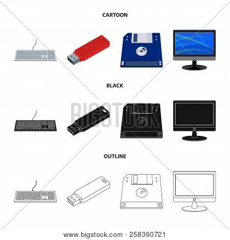 Vector Design Of Laptop And Device Symbol. Set Of Laptop And Server Vector Icon For Stock.