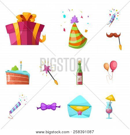 Vector Design Of Party And Birthday Icon. Set Of Party And Celebration Stock Symbol For Web.