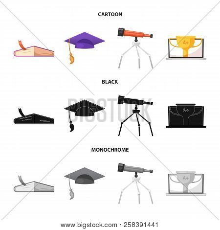 Vector Illustration Of Education And Learning Sign. Set Of Education And School Vector Icon For Stoc