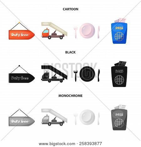 Vector Design Of Airport And Airplane Symbol. Set Of Airport And Plane Stock Vector Illustration.