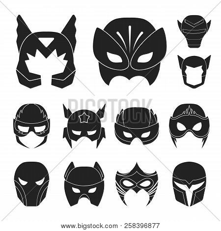 Carnival Mask Black Icons In Set Collection For Design.mask On The Eyes And Face Vector Symbol Stock