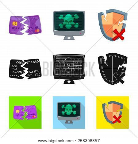 Vector Illustration Of Virus And Secure Icon. Set Of Virus And Cyber Vector Icon For Stock.