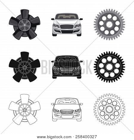 Vector Illustration Of Auto And Part Icon. Set Of Auto And Car Stock Vector Illustration.