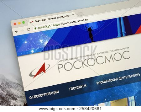 Amsterdam, The Netherlands - September 15, 2018: Russian Website Of The Roscosmos State Corporation 