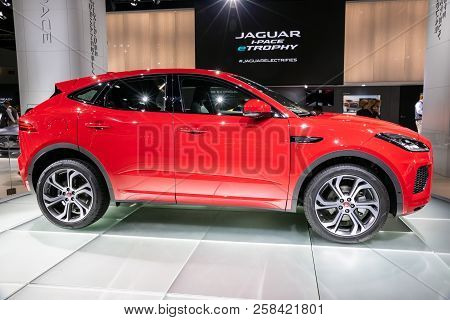 Frankfurt, Germany - Sep 13, 2017: Jaguar E-pace Car Showcased At The Frankfurt Iaa Motor Show.