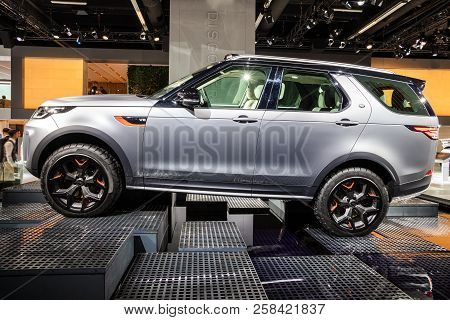 Frankfurt, Germany - Sep 13, 2017: New Land Rover Discovery Svx Car Showcased At The Frankfurt Iaa M