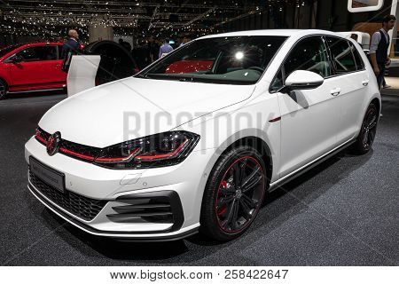 Geneva, Switzerland - March 6, 2018: Volkswagen Golf Gti Performance Car Showcased At The 88th Genev