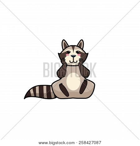 Cartoon Vector Illustration Of Raccoon With Confused Expression.