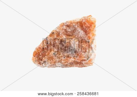 Natural Raw Mineral Calcite From Brazil Isolated. Macro Photography. Mineralogy.